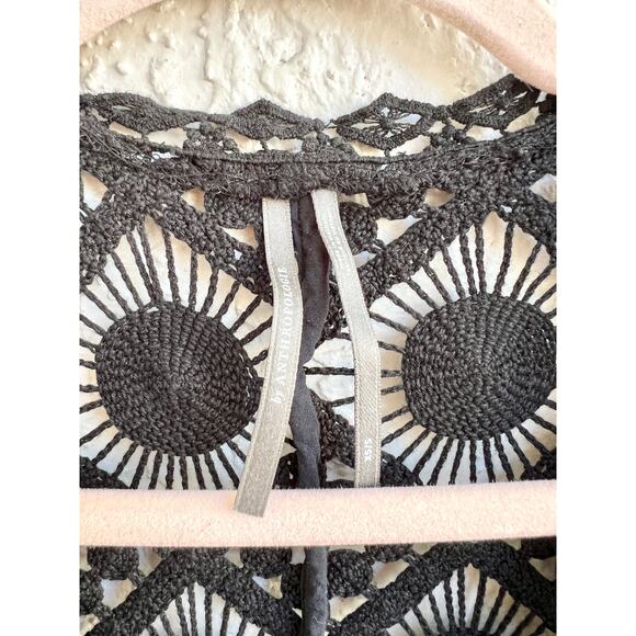 Anthropologie Dolman Sleeve Sheer Crochet Cover Up Maxi Dress Black Women's XS - Picture 4 of 7